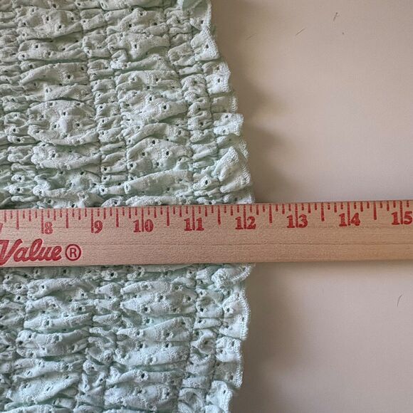 BB Dakota by Steve Madden Womens Top XS Mint Green Smocked Crop Top Puff Sleeves - Picture 3 of 6